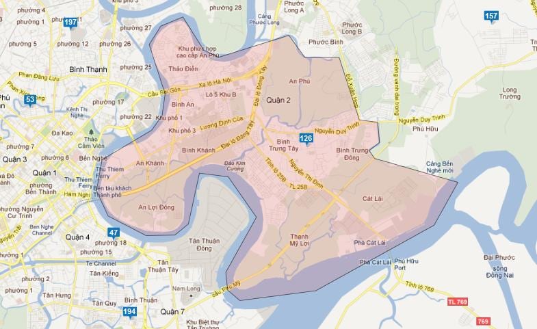 Kaart van die distrikte van ho chi minh city