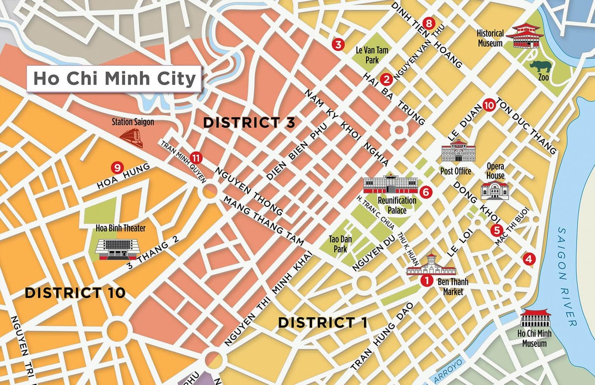 kaart van die distrik 1 saigon